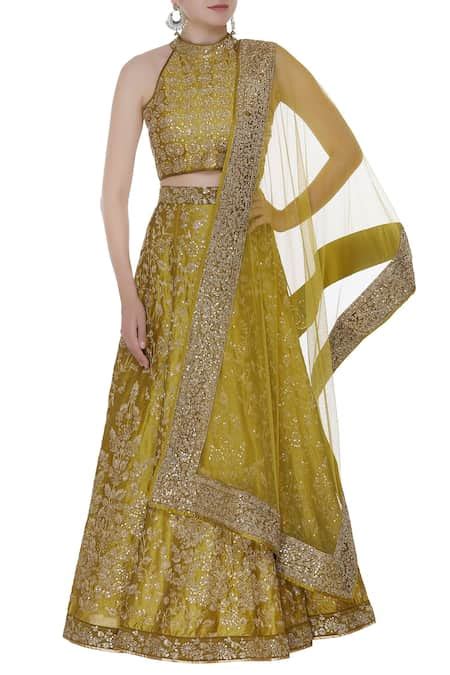 Buy Green Raw Silk, Net Cutdana, Beads Round Zari And Sequin ...