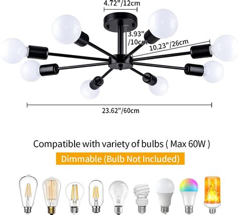 ZSMIHDOH 23.62'' Semi Flush Mount Ceiling Light, 8-Lights India | Ubuy