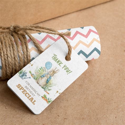 Peter Rabbit Theme Birthday Favour Tags (2 x 3.5 inches/250 GSM Cardst ...