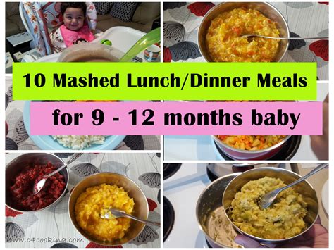10 Mashed Meals for 9-12 months baby.. | Baby food recipes 9 12, Making ...