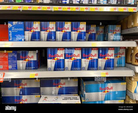Norfolk, NE USA - May 12, 2023: A display of Red Bull Energy drinks at ...