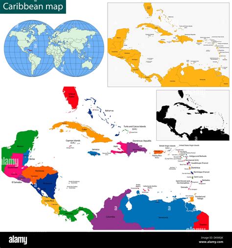 Map of the caribbean region hi-res stock photography and images - Alamy