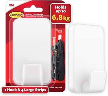 Command 3M, Mega Utility Wall Hooks, Up to 6.8kg, Comes Off with no ...