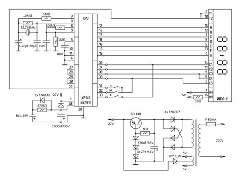 Clock with VFD display IVL1-7/5 based on KR145IK1911 and DS32kHz
