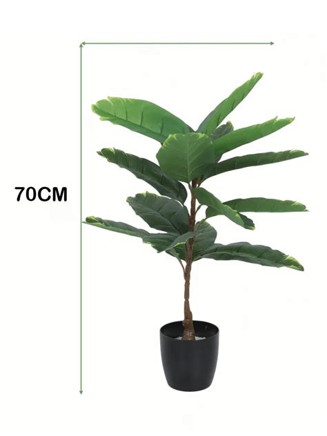 2.4Ft Artificial Banana Leaf Plant for 15 Leaves with Black Pot – ARICK ...