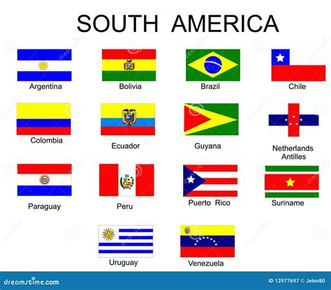 Flags of South America Countries Stock Vector - Illustration of outline ...