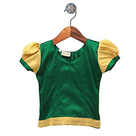 Buy Hopscotch Girls Paper Silk Half Sleeve South Indian Pavda Pattu ...