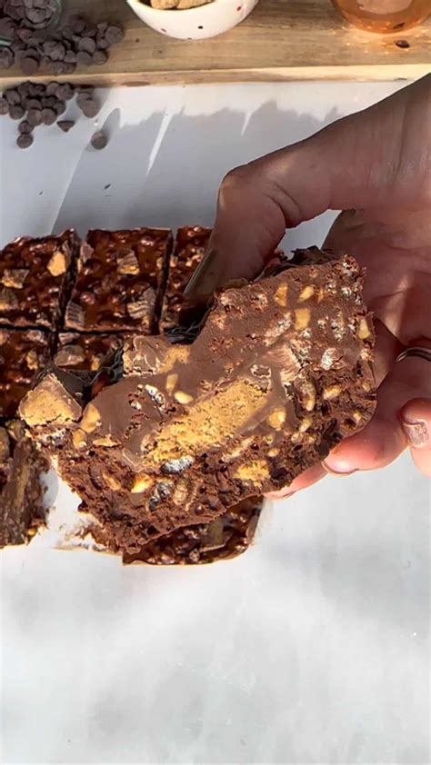 Chocolate Peanut Butter Bars with Reese's PB Cups - Dee & Sweets