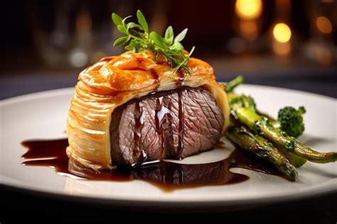 Steak and portobello mushroom wellington with puff pastry | Premium AI ...