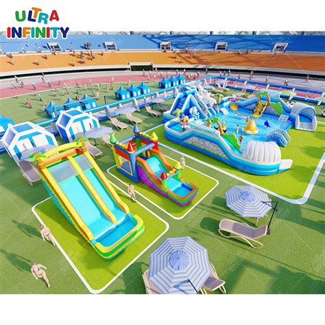 Inflatable Amusement Park Movable Land Water Swimming Pool Inflatable ...