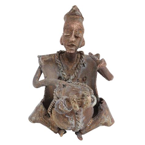 Nigeria Africa Musician Statue Playing Drum