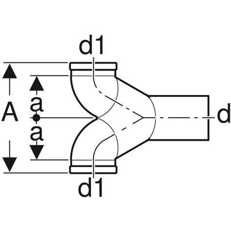 Geberit PE double connection bend 90°, offset, for wall-hung WC ...