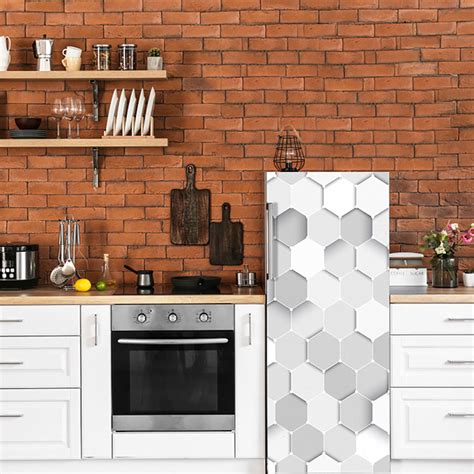 White 3D Hexagonal Self Adhesive Sticker For Refrigerator – Myindianthings