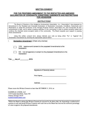Fillable Online written consent for amendment Fax Email Print - pdfFiller