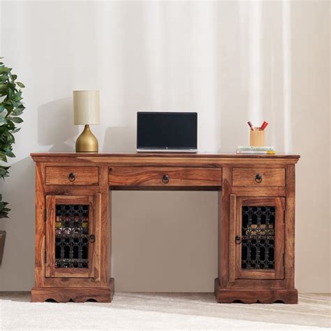 Buy Helios Kian Sheesham Wood Study Desk - Brown from Helios by Home ...