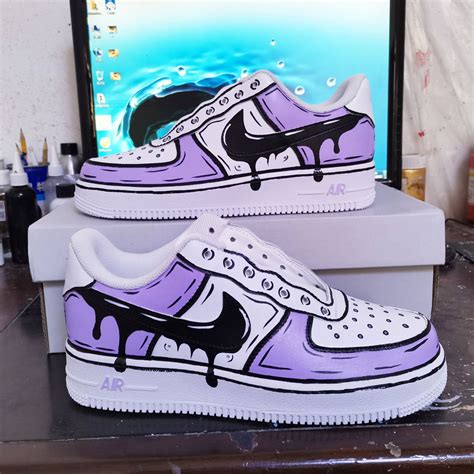 Custom air force 1 cartoons drip purple – Artofit