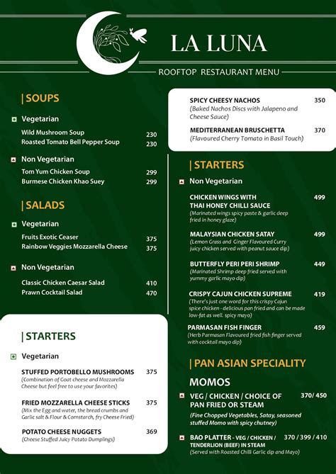 Menu at La Luna Rooftop Restaurant, Chennai, HOTEL SRR GRAND