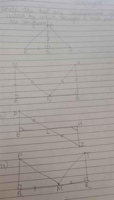 state the test and correspondence of vertices by which triangles in ...