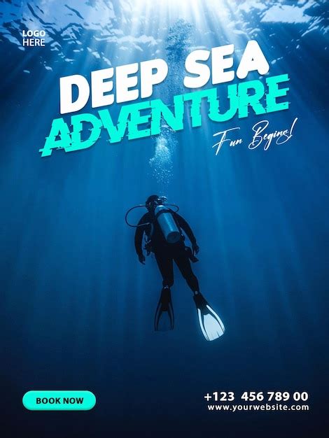 Deep sea summer travel adventure explore ocean business flyer design ...