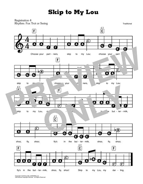 Skip To My Lou by Traditional Sheet Music for E-Z Play Today at Sheet ...