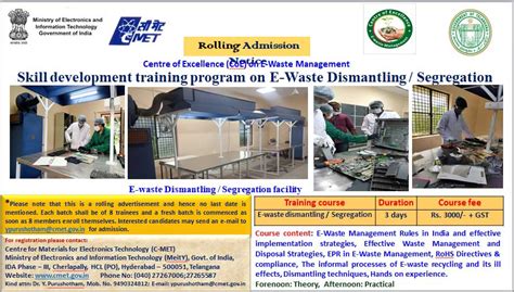 Skill development training program on E-Waste Dismantling / Segregation ...