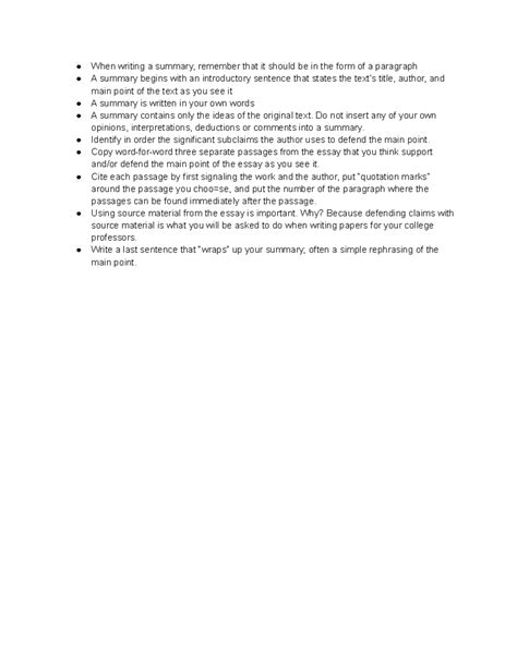 Image result for Summary Format Example