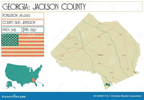 Large and Detailed Map of Jackson County in Georgia Stock Vector ...