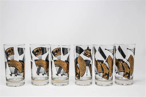 1976 Collectible Highball Glasses Black and Gold by Gurgensen's Set of ...