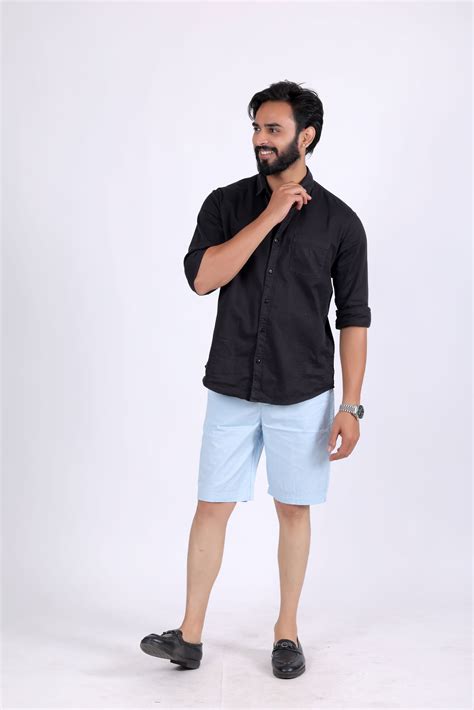 Zurich Premium Plain Cotton Short - Light Blue – Gabardine
