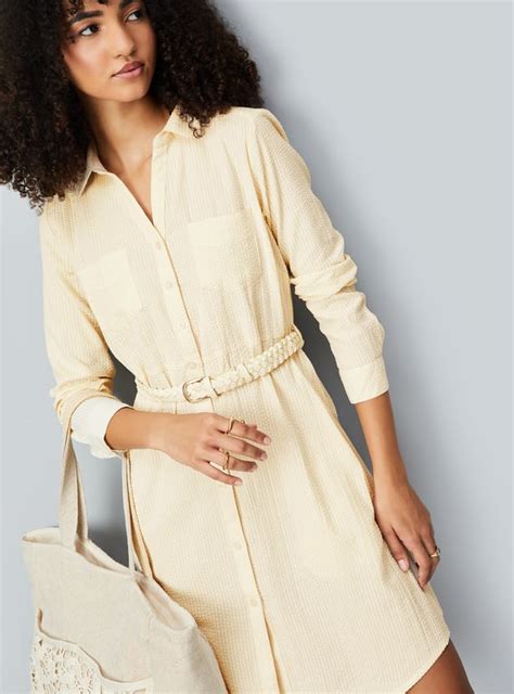 Buy Women Seersucker Belted Shirt Dress Online at just Rs. 1199.0 ...