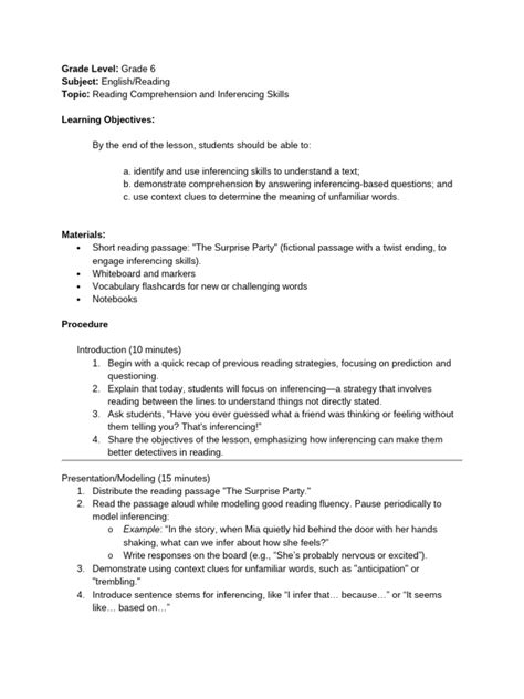 Reading Lesson Plan Example 的图像结果