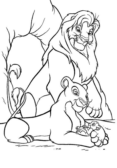 Mufasa, Sarabi and their son Simba - The Lion King Coloring Pages