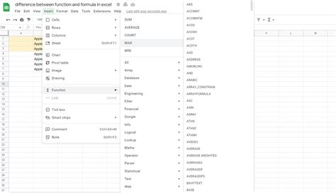 Image result for Difference Between Function and Formula Excel