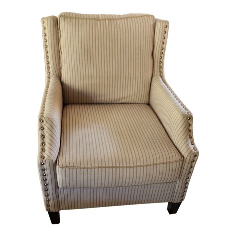 2000 - 2009 Bassett Accent Chair With Striped Fabric and Nail Head Trim ...