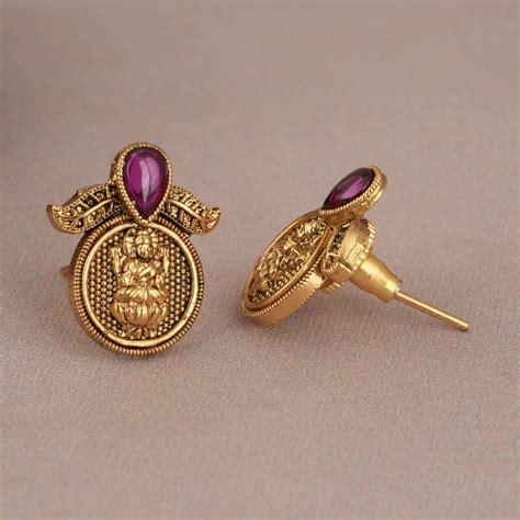 Gold plated Ruby gold mala string with earring I Buy online - smarsjewelrys