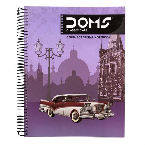 DOMS 6 Subject Spiral Note Books (Classic Cars Series) 70 Gsm Paper 300 ...