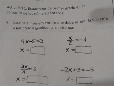 alguien me ayuda? :4x(-5)=3x=? 3x=6 4x=?x2=(-4)x=? (-2)x+3=(-5) x ...