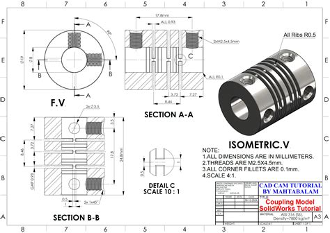 Image result for SolidWorks Coupling Drawing
