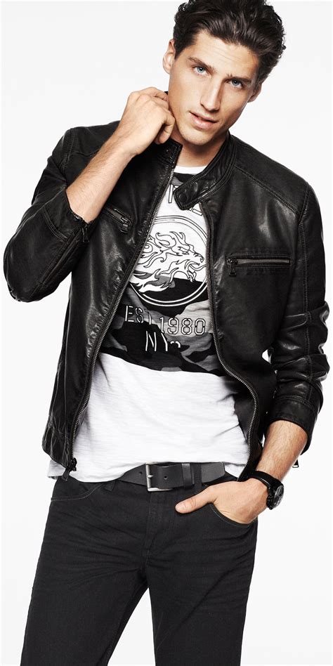 Express jacket | Leather jacket outfits, Mens outfits, Hubby clothes