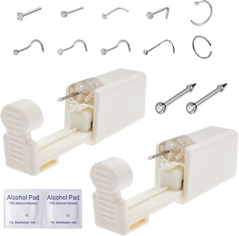Amazon.com: GCHSSS 2 Pack Nose Piercing Kit, Disposable Safe Sterile ...
