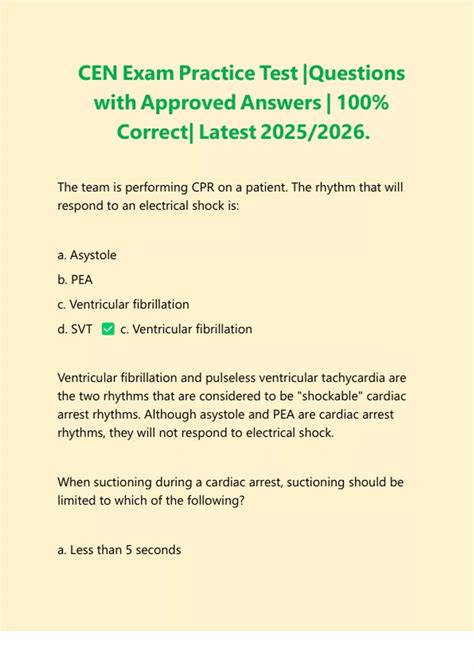 CEN Exam Practice Test |Questions with Approved Answers | 100% Correct ...
