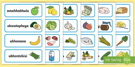 Food Cards isiZulu - Amakhadi Okudla