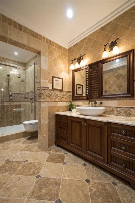 18+ Stylish Brown Bathroom Tile Ideas