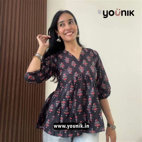 Latest Black Modern Floral Printed Short Kurti – YOUNIK