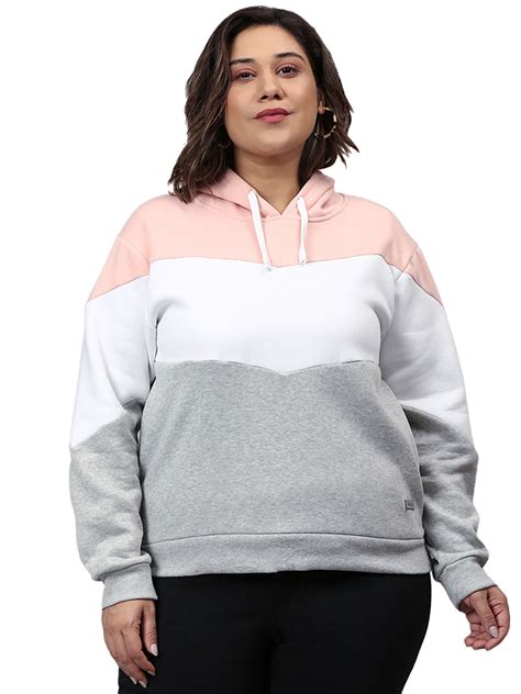 Plus Size WOMEN COLORBLOCKED CASUAL SWEATSHIRT (3XL - 6XL) | Instafab Plus