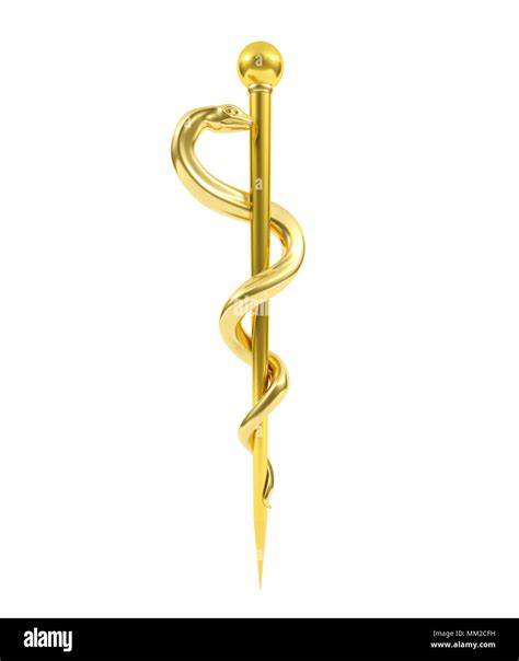 Golden Staff of Aesculapius Medical Symbol, 3D rendering Stock Photo - Alamy