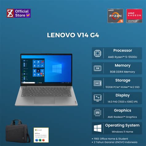 Promo Lenovo V14 G4 AMD Ryzen 5-5500U 8GB/512GB 14" fhd ips windows 11 ...