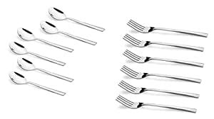 SHAPES Premium Silver Stainless Steel - 12 Pieces 6 Spoon 6 Fork | Rust ...