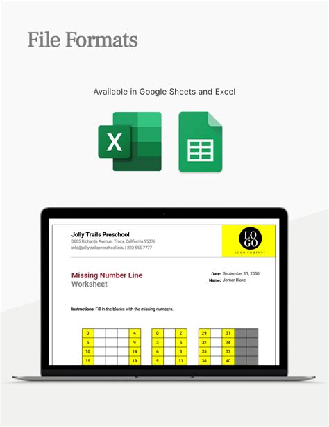 Missing Number Number Line Excel Worksheet 的图像结果