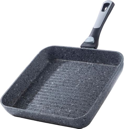 HOUSZY 26cm Grill Pan with Detachable Handle, Granite Grill Pan Non ...